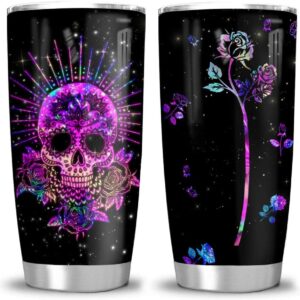 Hologram Sugar Skull and Rose All Over Print Tumbler